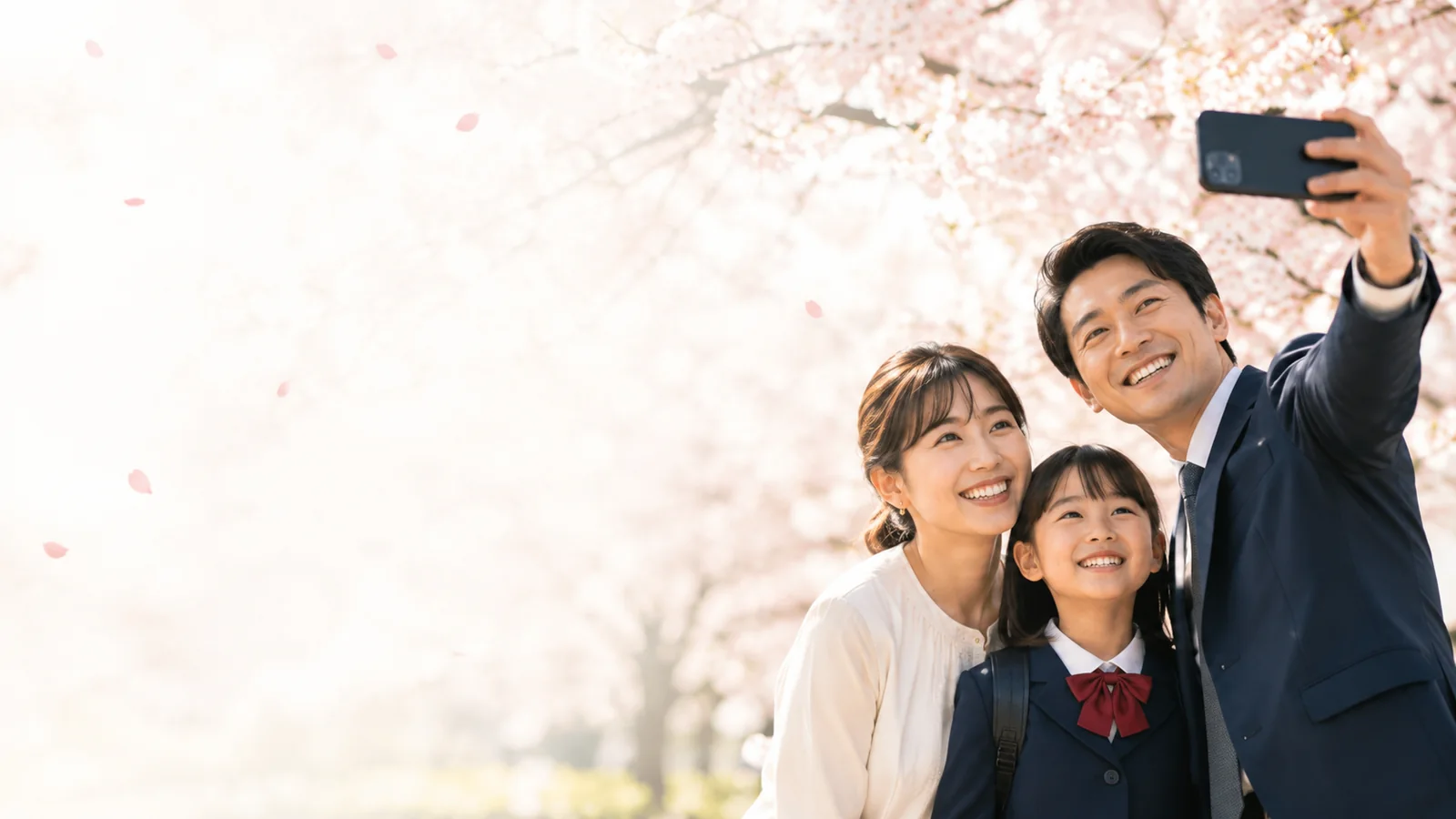 学校行事の写真をスマートフォンで共有するイメージ